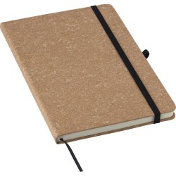 Carnet A5 élégant en cuir recyclé - Gianna Matières : caoutchouc Couleurs : noir cadeau entreprise pas cher