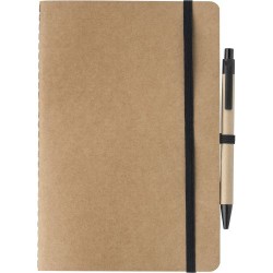 Carnet A5 Éco-responsable en Carton Recyclé Personnalisé - Theodore Matières : caoutchouc Couleurs : noir