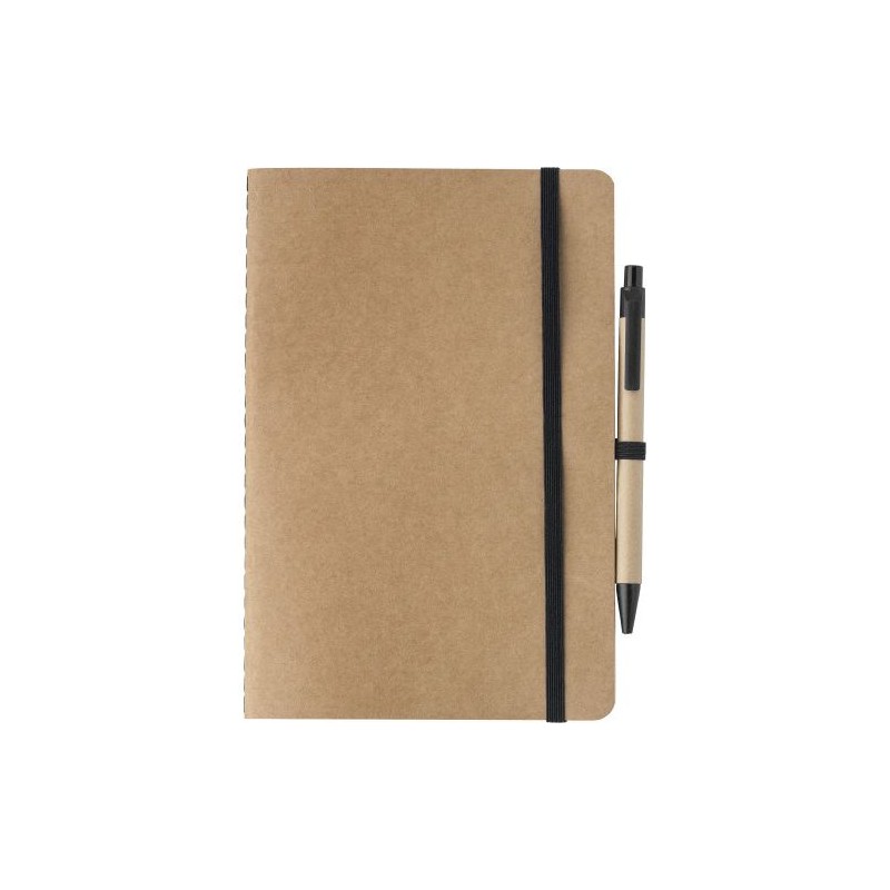 Carnet A5 Éco-responsable en Carton Recyclé Personnalisé - Theodore Matières : caoutchouc Couleurs : noir