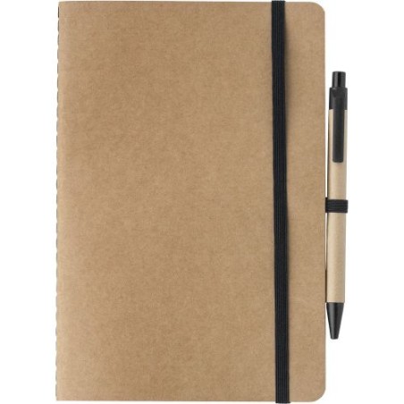 Carnet A5 Éco-responsable en Carton Recyclé Personnalisé - Theodore Matières : caoutchouc Couleurs : noir