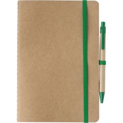 Carnet A5 Éco-responsable en Carton Recyclé Personnalisé - Theodore Matières : caoutchouc Couleurs : vert goodies publicitaire é