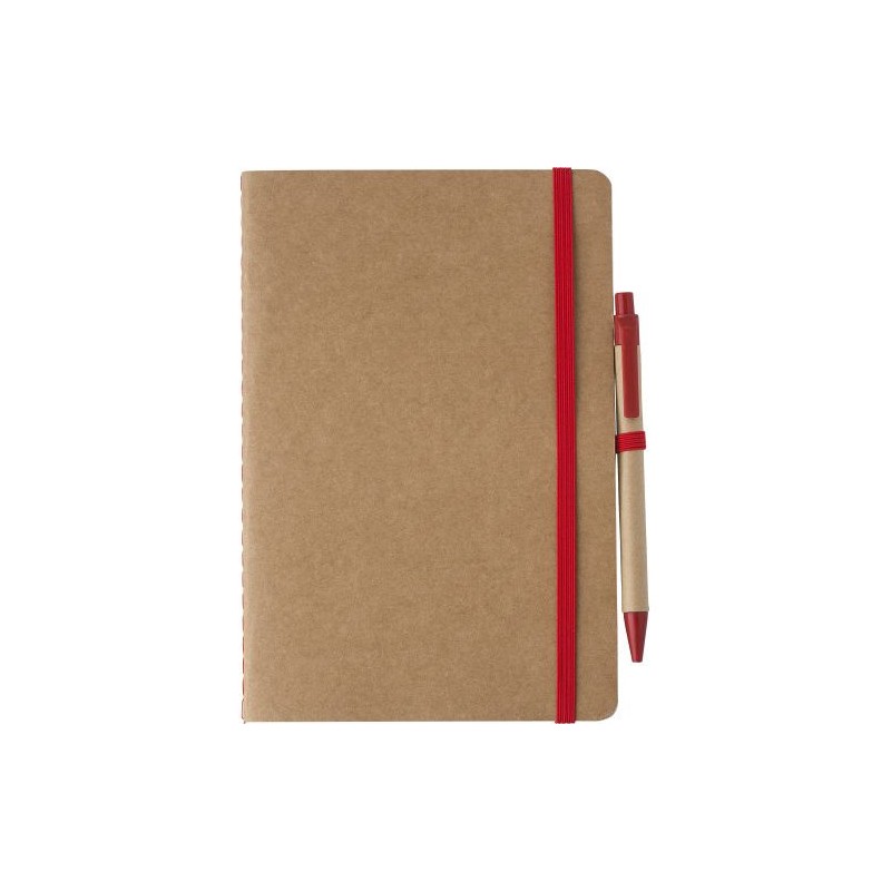 Carnet A5 Éco-responsable en Carton Recyclé Personnalisé - Theodore Matières : caoutchouc Couleurs : rouge cadeau entreprise pas