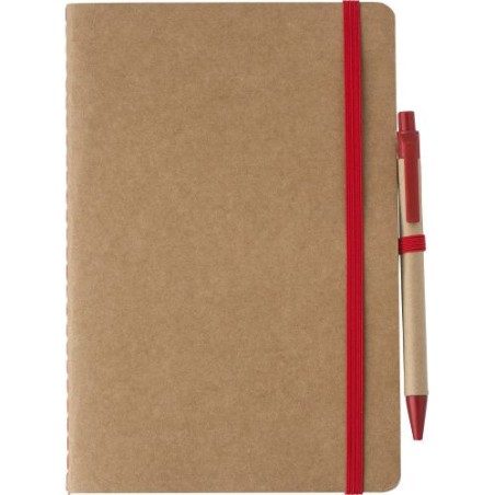 Carnet A5 Éco-responsable en Carton Recyclé Personnalisé - Theodore Matières : caoutchouc Couleurs : rouge cadeau entreprise pas