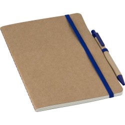 Carnet A5 Éco-responsable en Carton Recyclé Personnalisé - Theodore Matières : caoutchouc Couleurs : bleu cobalt marquage laser 