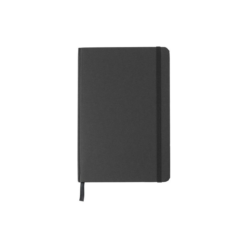 Carnet A5 Éco-responsable en Carton Recyclé Personnalisé - Evangeline Matières : caoutchouc Couleurs : noir