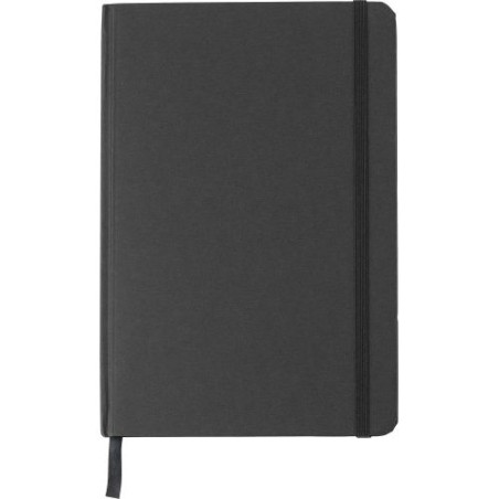 Carnet A5 Éco-responsable en Carton Recyclé Personnalisé - Evangeline Matières : caoutchouc Couleurs : noir