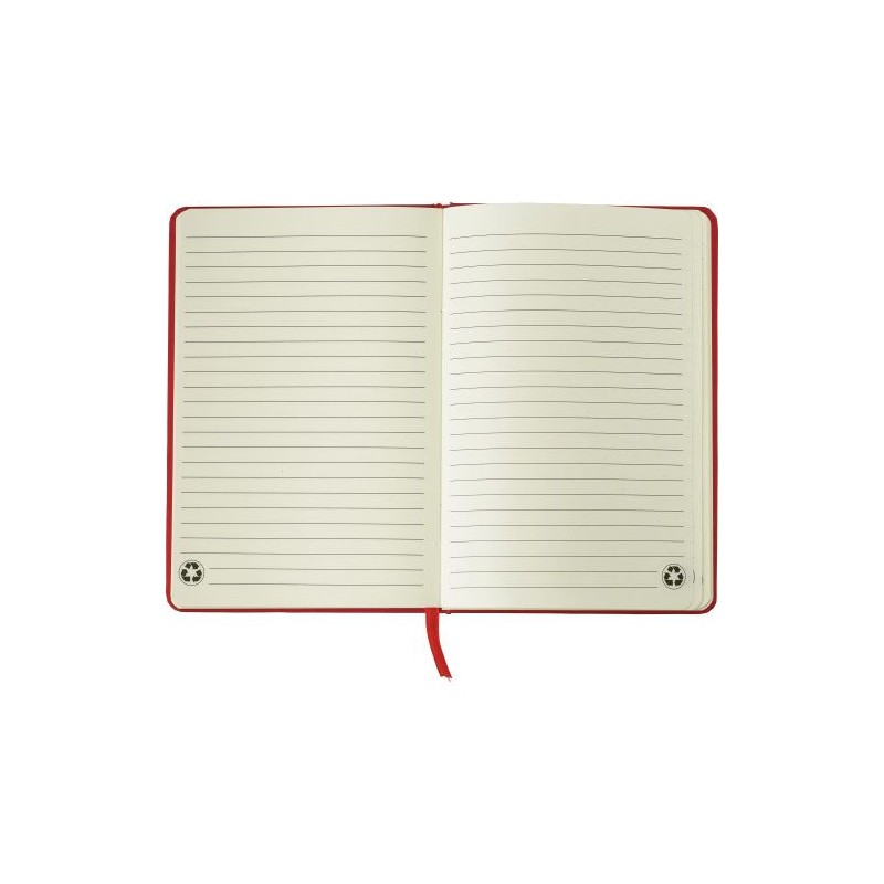 Carnet A5 Éco-responsable en Carton Recyclé Personnalisé - Evangeline Matières : caoutchouc Couleurs : noir objet promo petit bu
