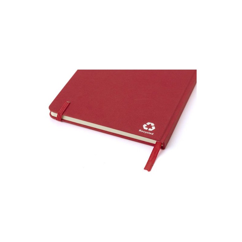 Carnet A5 Éco-responsable en Carton Recyclé Personnalisé - Evangeline Matières : caoutchouc Couleurs : noir impression haute déf