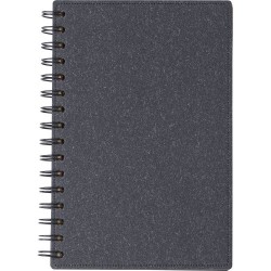 Carnet à spirale personnalisé en matériau recyclé - Caleb Matières : carton recyclé Couleurs : noir