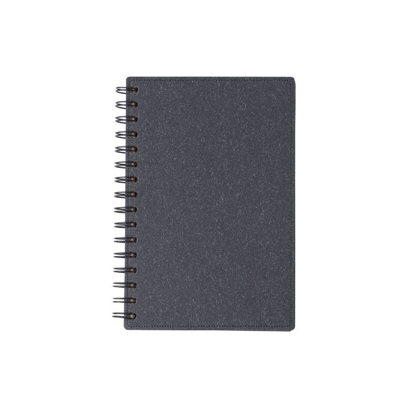 Carnet à spirale personnalisé en matériau recyclé - Caleb Matières : carton recyclé Couleurs : noir