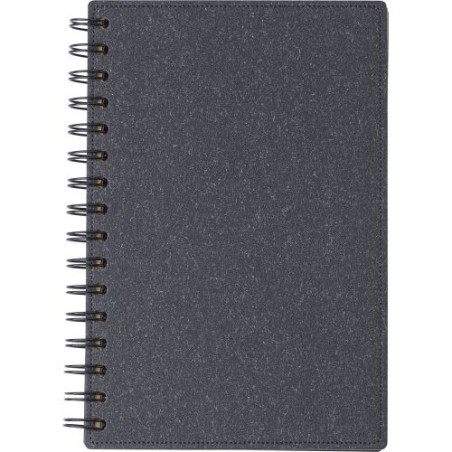 Carnet à spirale personnalisé en matériau recyclé - Caleb Matières : carton recyclé Couleurs : noir