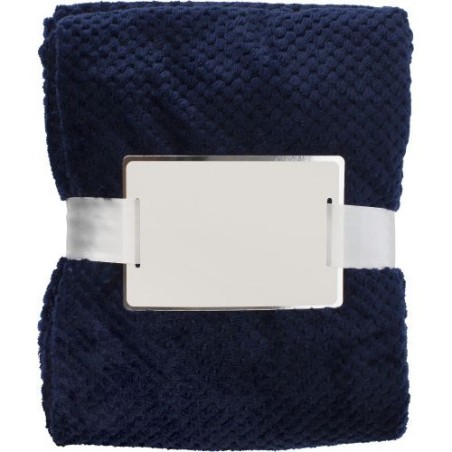 Plaid polaire gaufré en flanelle de polyester personnalisable Nikolaï Matières : polyester Couleurs : bleu