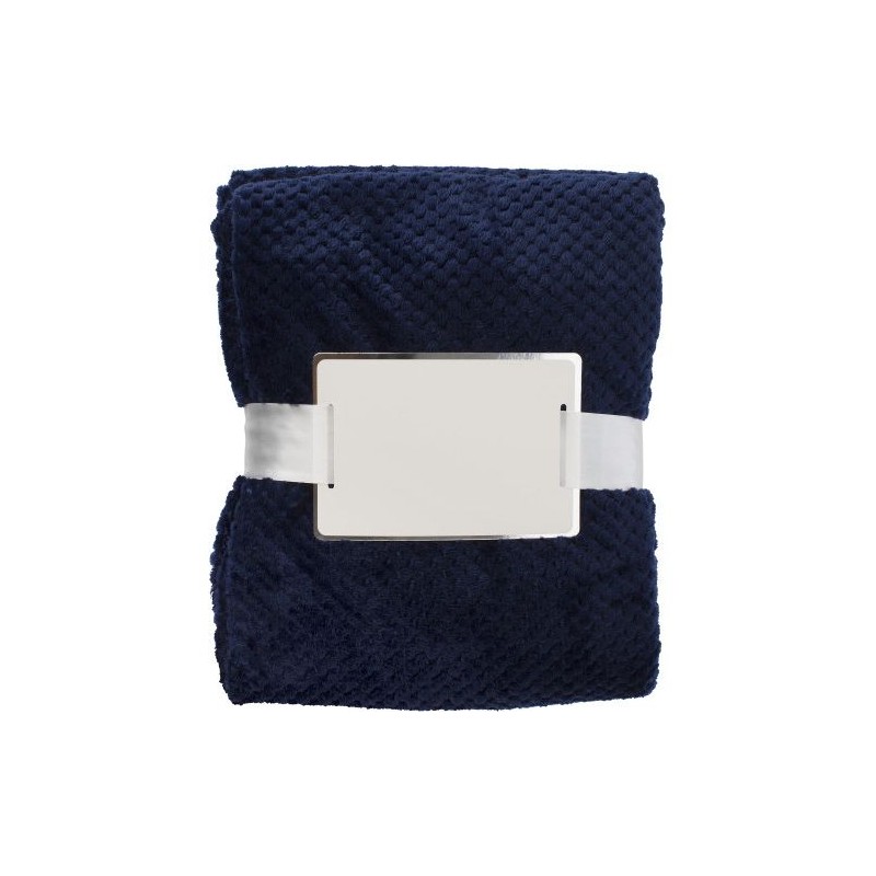Plaid polaire gaufré en flanelle de polyester personnalisable Nikolaï Matières : polyester Couleurs : bleu objet promotionnel éc