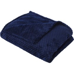 Plaid polaire gaufré en flanelle de polyester personnalisable Nikolaï Matières : polyester Couleurs : bleu goodies entreprise de