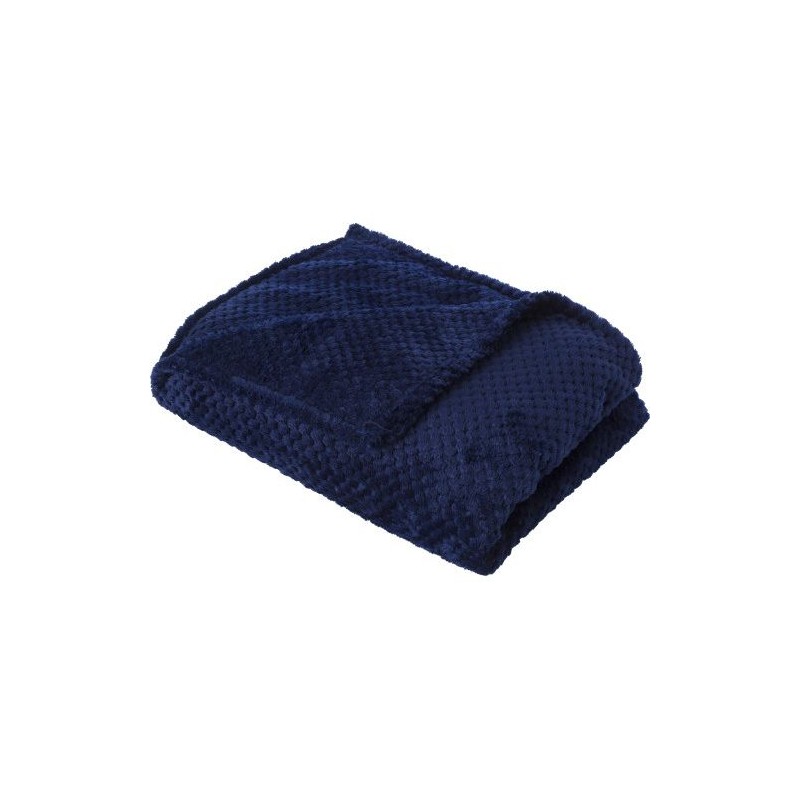 Plaid polaire gaufré en flanelle de polyester personnalisable Nikolaï Matières : polyester Couleurs : bleu goodies entreprise de