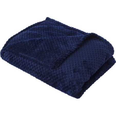 Plaid polaire gaufré en flanelle de polyester personnalisable Nikolaï Matières : polyester Couleurs : bleu goodies entreprise de