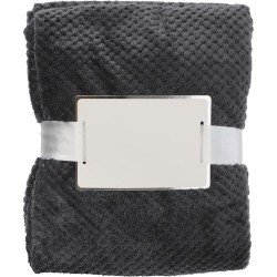 Plaid polaire gaufré en flanelle de polyester personnalisable Nikolaï Matières : polyester Couleurs : gris goodies publicitaire 