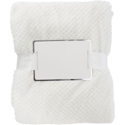 Plaid polaire gaufré en flanelle de polyester personnalisable Nikolaï Matières : polyester Couleurs : beige cadeau entreprise pa