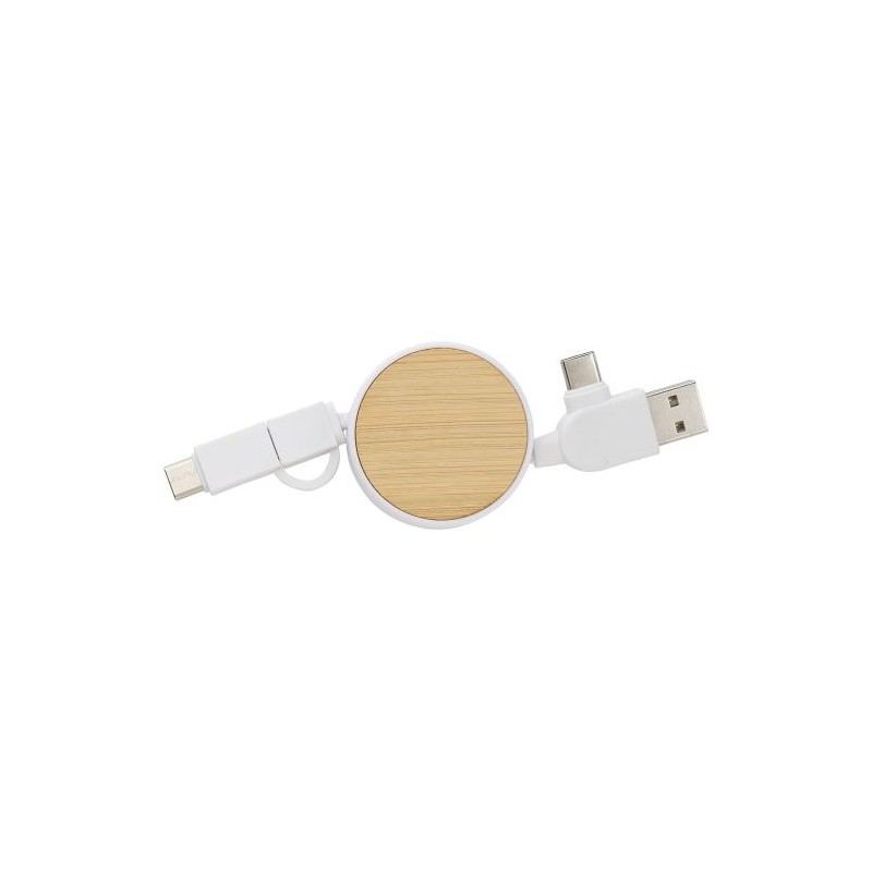 Câble extensible personnalisé en ABS de charge Jared Matières : bambou Couleurs : noir impression haute définition
