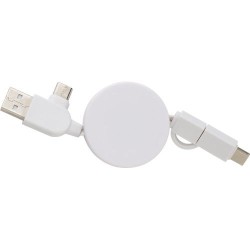 Câble extensible personnalisé en ABS de charge Jared Matières : bambou Couleurs : blanc goodies publicitaire événementiel