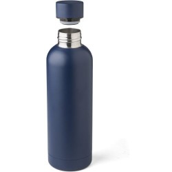 Gourde isotherme  en acier inoxydable recyclé de 500 ml Isaih Matières : acier inoxydable Couleurs : bleu marine impression haut