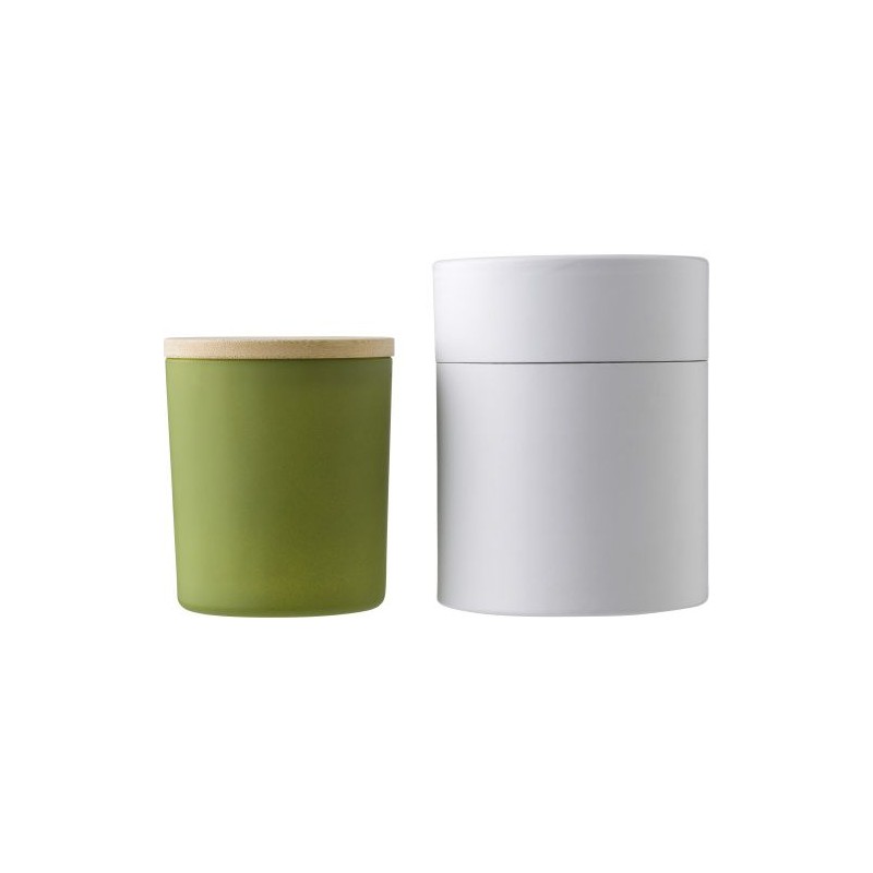 Bougie  dans un contenant en verre - Josiah Matières : bambou Couleurs : vert goodies entreprise design