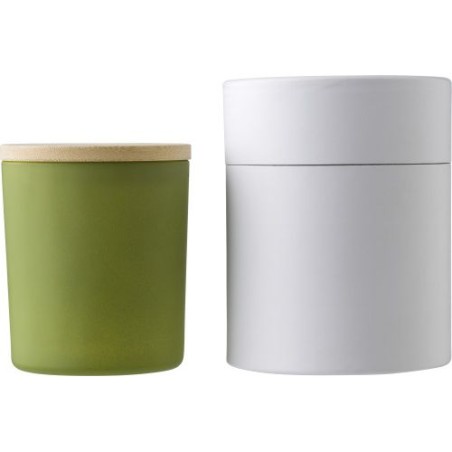 Bougie  dans un contenant en verre - Josiah Matières : bambou Couleurs : vert goodies entreprise design