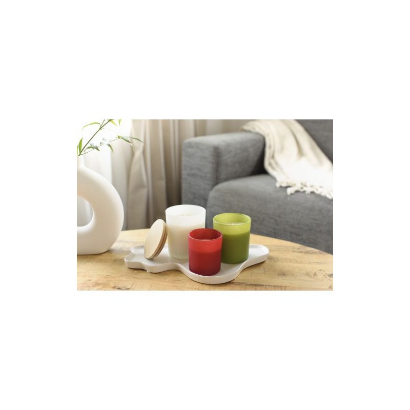 Bougie  dans un contenant en verre - Josiah Matières : bambou Couleurs : vert goodies entreprise design