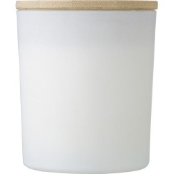 Bougie  dans un contenant en verre - Josiah Matières : bambou Couleurs : blanc cadeau entreprise pas cher