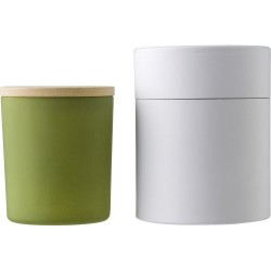 Bougie  dans un contenant en verre - Josiah Matières : bambou Couleurs : rouge accessoire événementiel unique