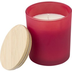 Bougie  dans un contenant en verre - Josiah Matières : bambou Couleurs : rouge objet promo petit budget