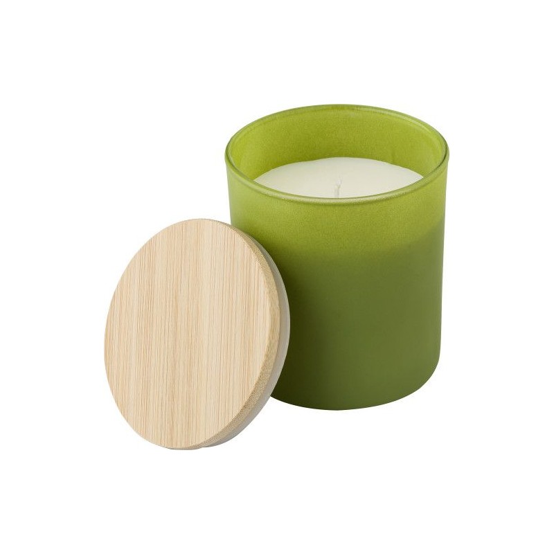 Bougie personnalisable en verre - Lucas Matières : bambou Couleurs : vert marquage couleur éclatante