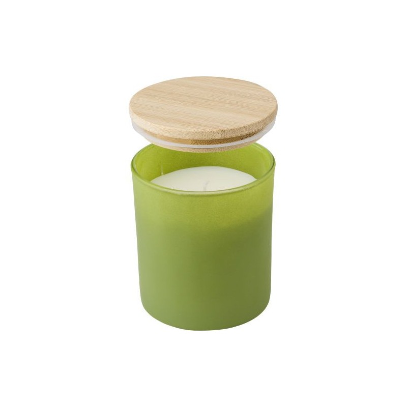 Bougie personnalisable en verre - Lucas Matières : bambou Couleurs : vert objet promo petit budget