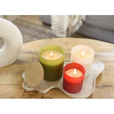 Bougie personnalisable en verre - Lucas Matières : bambou Couleurs : vert personnalisation rapide en France