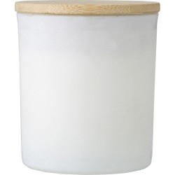 Bougie personnalisable en verre - Lucas Matières : bambou Couleurs : blanc cadeau entreprise pas cher
