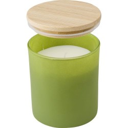 Bougie personnalisable en verre - Lucas Matières : bambou Couleurs : rouge personnalisation sur mesure
