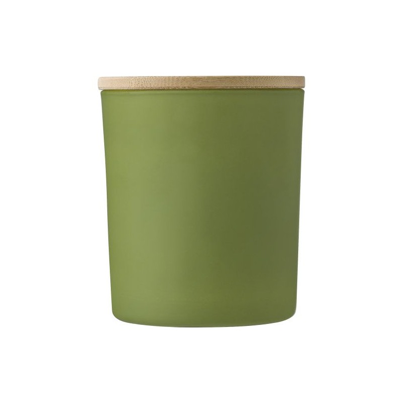 Bougie  en verre personnalisée - Matthew Matières : bambou Couleurs : vert