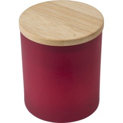 Bougie  en verre personnalisée - Matthew Matières : bambou Couleurs : rouge cadeau affaires élégant