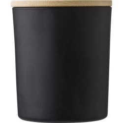 Bougie  en verre personnalisée - Matthew Matières : bambou Couleurs : noir goodies publicitaire événementiel