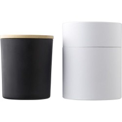 Bougie  en verre personnalisée - Matthew Matières : bambou Couleurs : noir objet promotionnel éco-responsable