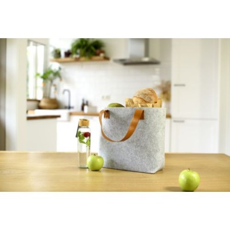 Sac shopping  en feutre rPET personnalisable Hunter Matières : PET recyclé Couleurs : gris clair accessoire événementiel unique