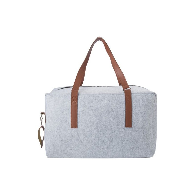Sac de voyage personnalisé en feutre rPET  Natalie Matières : PET recyclé Couleurs : gris marquage laser ultra précis