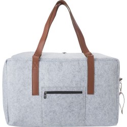 Sac de voyage personnalisé en feutre rPET  Natalie Matières : PET recyclé Couleurs : gris clair impression haute définition