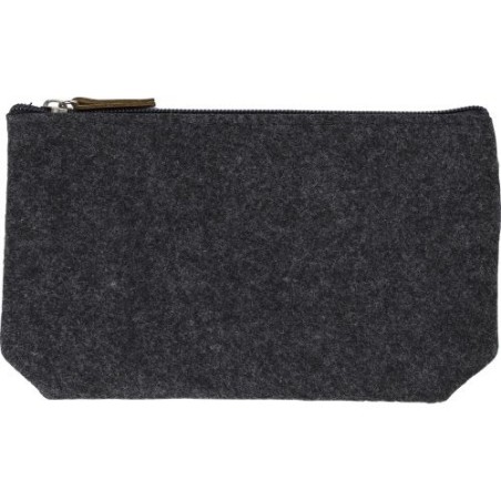 Trousse de toilette  en feutre rPET personnalisée Lucy Matières : PET recyclé Couleurs : gris