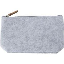 Trousse de toilette  en feutre rPET personnalisée Lucy Matières : PET recyclé Couleurs : gris clair goodies publicitaire événeme