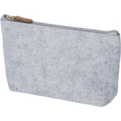 Trousse de toilette  en feutre rPET personnalisée Lucy Matières : PET recyclé Couleurs : gris clair marquage laser ultra précis