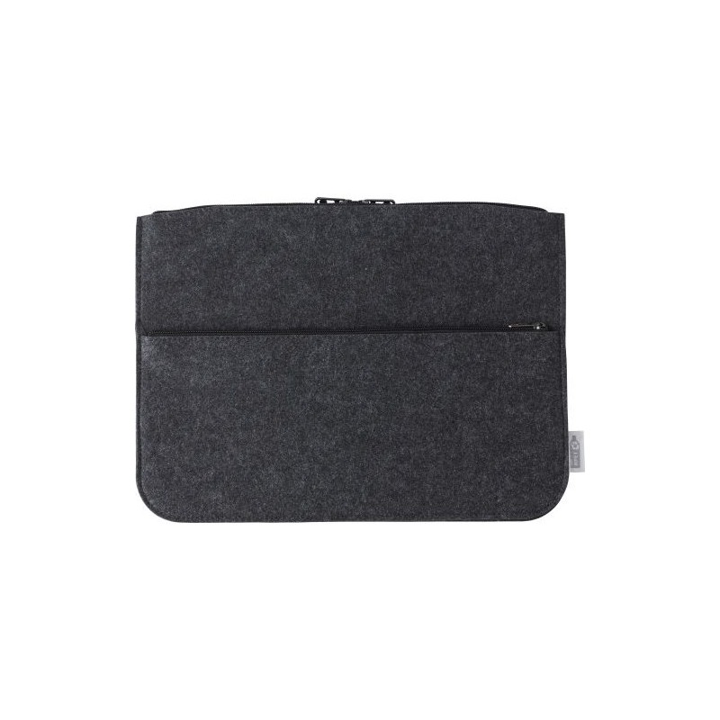 Pochette  en feutre rPET pour ordinateur personnalisée Emilia Matières : PET recyclé Couleurs : gris foncé personnalisable avec 