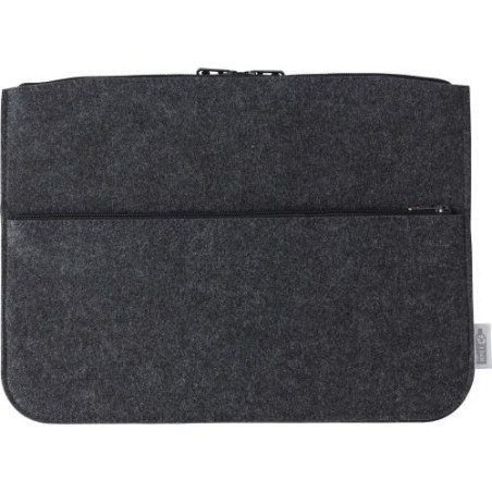 Pochette  en feutre rPET pour ordinateur personnalisée Emilia Matières : PET recyclé Couleurs : gris foncé personnalisable avec 