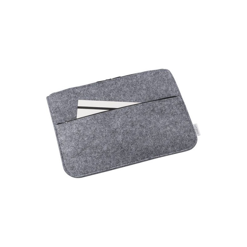 Pochette  en feutre rPET pour ordinateur personnalisée Emilia Matières : PET recyclé Couleurs : gris foncé cadeau entreprise pas