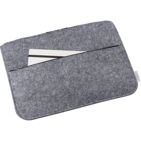 Pochette  en feutre rPET pour ordinateur personnalisée Emilia Matières : PET recyclé Couleurs : gris foncé cadeau entreprise pas